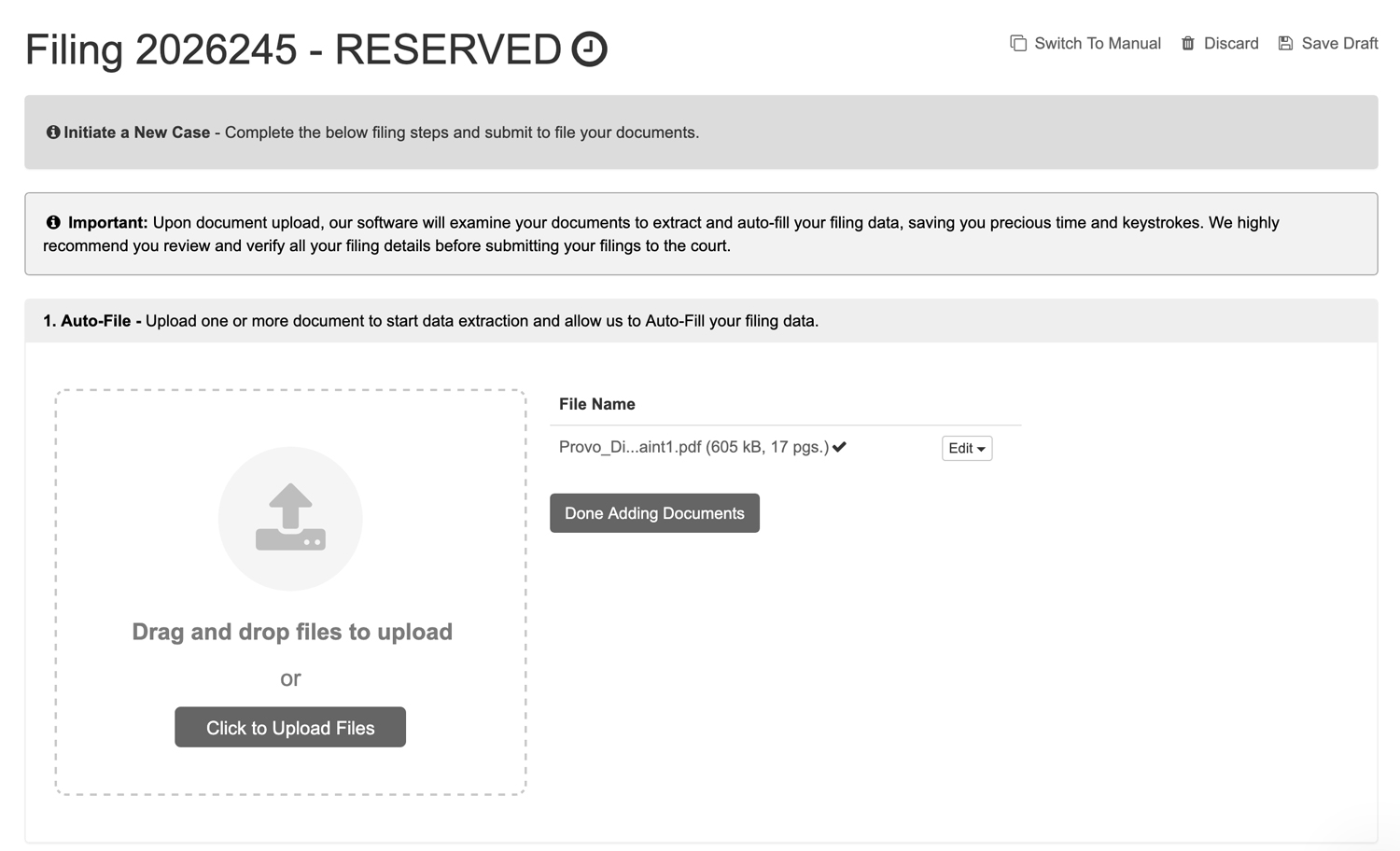 Auto-File Documents uploaded
