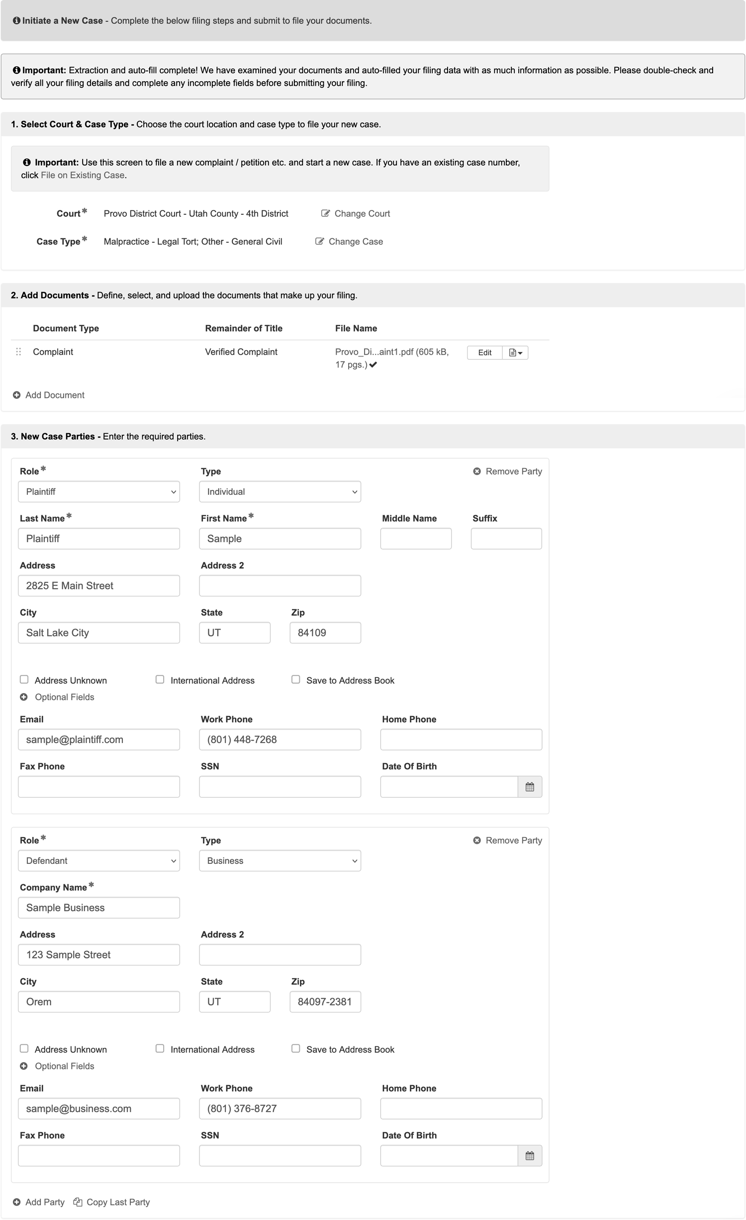 Verify Auto-File Information